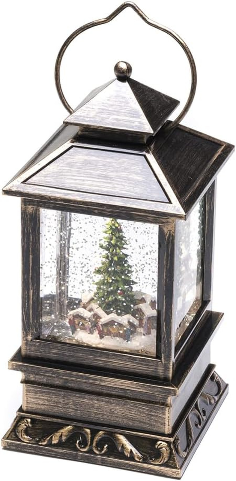 - Lanterna LED Con Palla Di Vetro E Neve, Scena Di Mercato, Small 22Cm