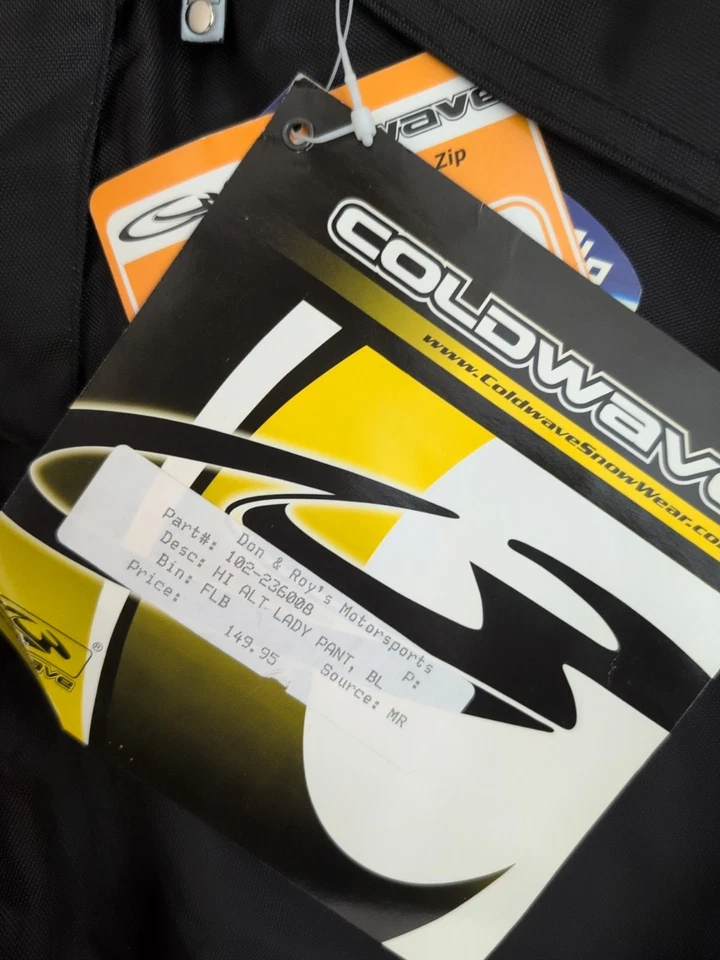 Pantalones de moto de nieve Coldwave Hi Altitude para damas baberos talla 8 negro piel eléctrica nuevos con etiquetas Foto 4 de 4
