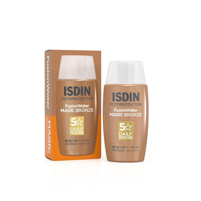 ISDIN Fusion Water Magic Color Bronze LSF 50, 50Ml, Getönte Tägliche Sonnencreme