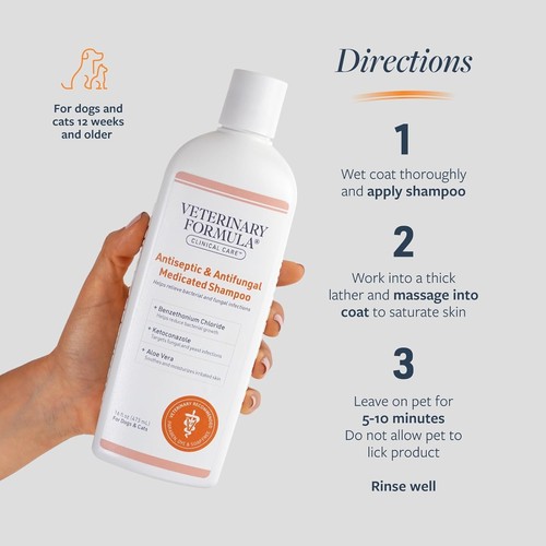 Clinical Care Antiseptic and Antifungal Medicated Shampoo for Dogs & Cats,16 Fl. - Picture 5 of 8