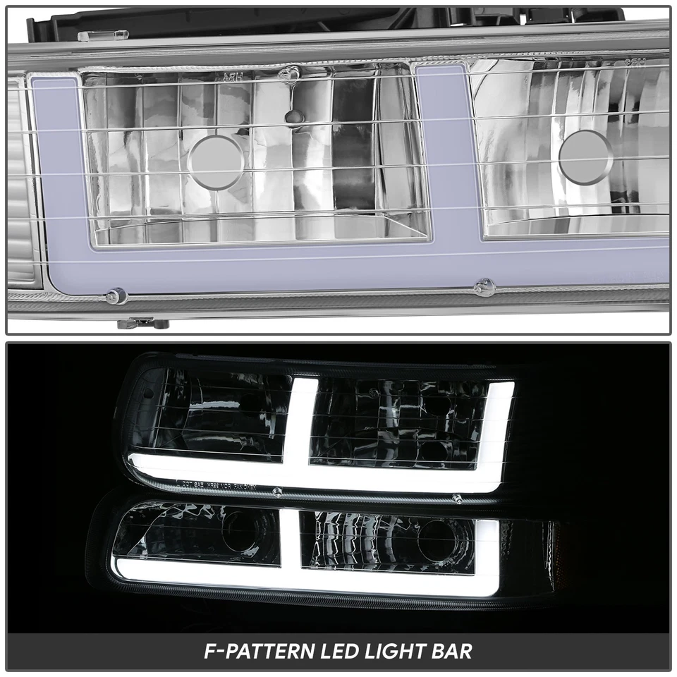 Faro ámbar cromado barra LED patrón F Fit 99-06 Tahoe Silverado Suburban 1500 Foto 4 de 4