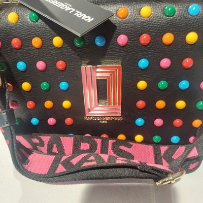 KARL LAGERFELD PARIS SIMONE FRONT FLAP Multi Color Crossbody Bag.  NWT $223 