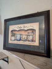 16.5"x13" Framed COFFEE BAR Home Decor Espresso Hazelnut Cappuccino Cafe Matcha