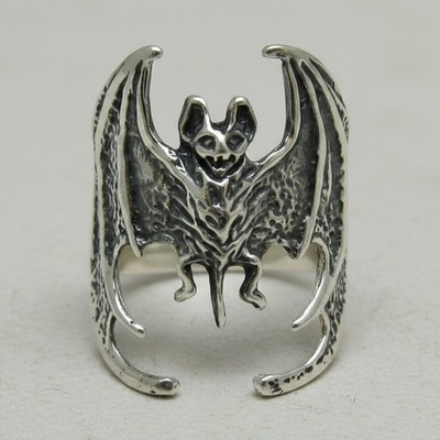 Genuine Sterling Silver Ring Bat Hallmarked Solid 925 Handmade