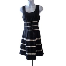 41 Hawthorn Fit & Flare Dress Womens XS Black White Striped Sleeveless Mini