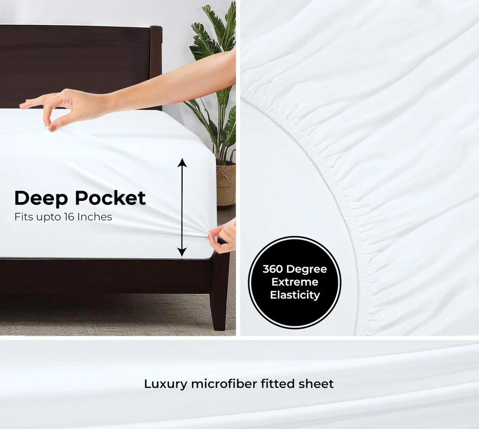 Pack de 2 sábanas ajustables - sábanas elásticas - sábanas ajustables completas solamente - suaves y respirables... Foto 2 de 4