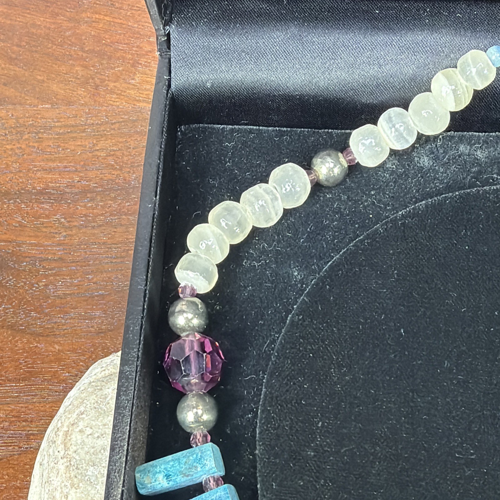 Turquoise Rectangular Bar Necklace Amethyst Silve… - image 5