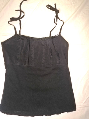 Vintage Y2K mesh lace tank top, transparent back, adjustable, Elena, grunge
