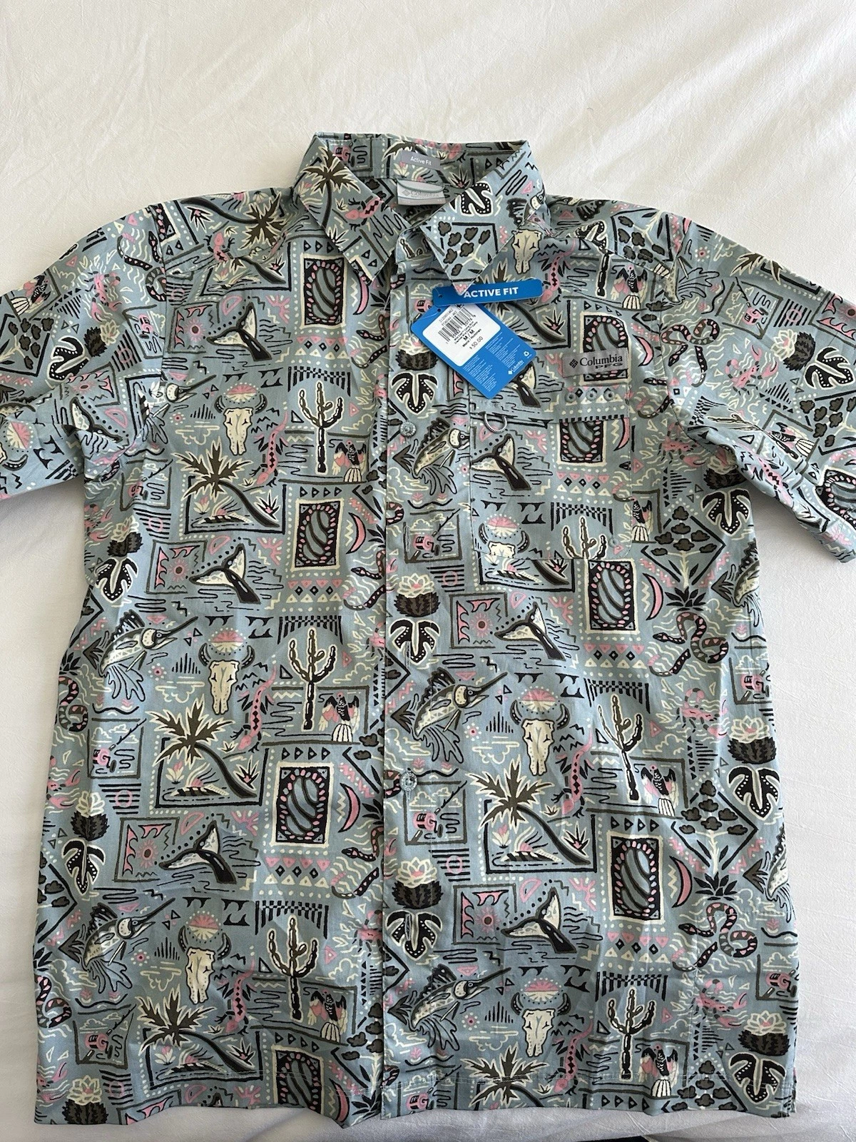 NWT Columbia PFG Men's Wild Cast Short Sleeve Camp Shirt Medium