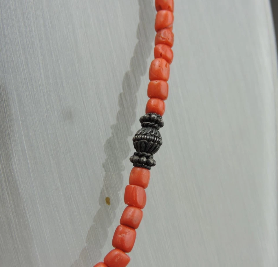 Ancien collier en corail et argent massif corail naturelle Maroc Ethnique - Photo 4/4