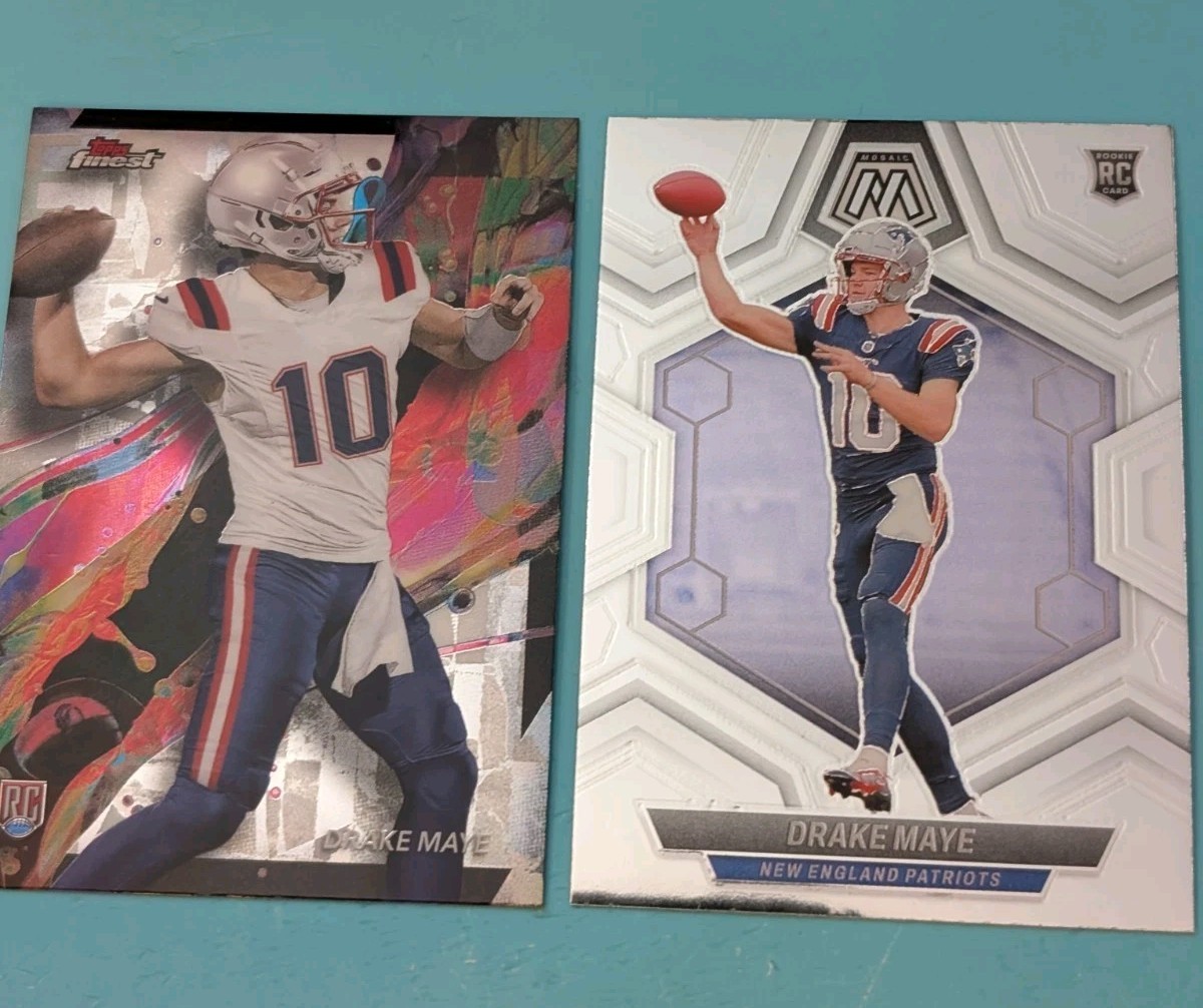 Drake Maye RC (QB) 2024 Topps Finest" Common Refractor w/ Bonus Card" #62 New...