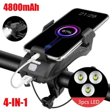 40000LM USB Rechargeable LED Cycle Bike Headlight Phone Holder With Power Bank
