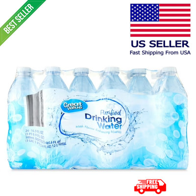 Great Value Purified Drinking Water, 16.9 fl oz, 24 Count
