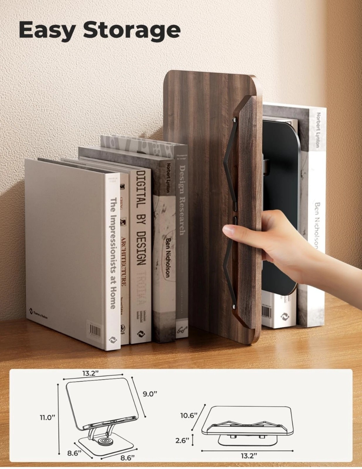 Tounee Book Stand for Reading, Adjustable Book Holder with 360° Swivel Base