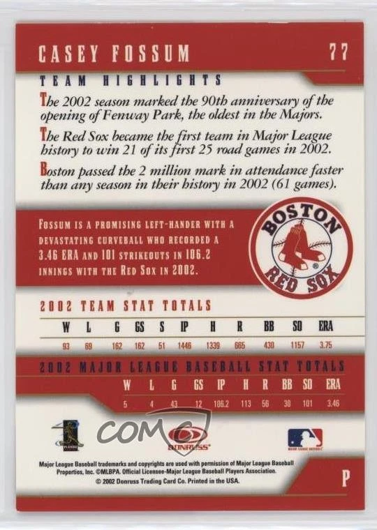 2003 Donruss Team Heroes Auto Casey Fossum #77 Auto - Image 2 of 2