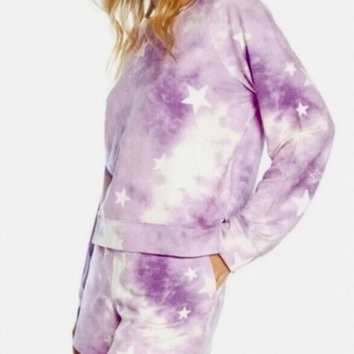 NWT Wildfox Relaxed Super Soft Sweatshirt Short Lounge Set PJs Purple Size L - Picture 4 of 7