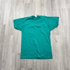 Vintage Screen Stars Shirt Men's Medium Teal Green Single Stitch USA Blank 80s