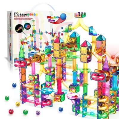 Marble Run 200pc Magnetic Tiles STEM Educational Toy Light Up PTG200 Race Track