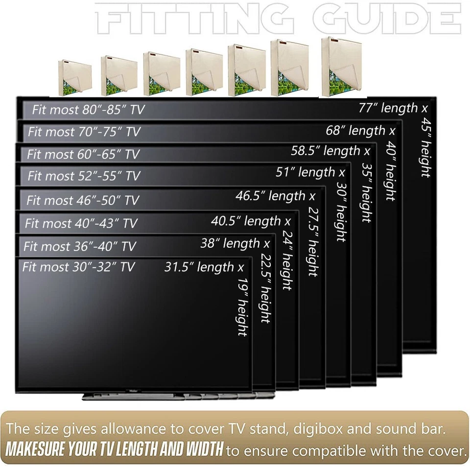 30"-85" Outdoor TV Cover For Flat Screens 600D Weatherproof Television Protector - Image 2 of 4