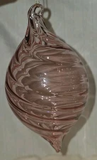 Melrose pink swirled glass ornament 6.5"