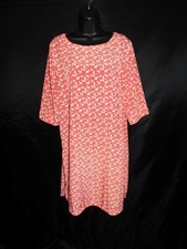 Gap L Coral Pink White Cat Print Shift Dress Knee 3/4 Sleeve Kitty