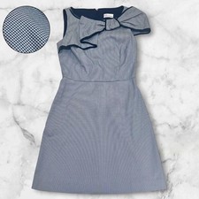 RED VALENTINO Navy Houndstooth Dress with Ribbon Size M