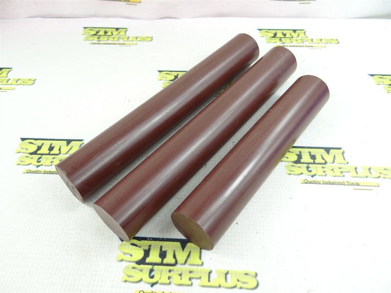 3PCS OF BROWN ACETAL MACHINABLE PLASTIC ROUND STOCK 1-1/2" DIA