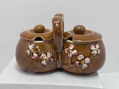 Vintage 1960 s Cherry Blossom Ceramic Condiment Keeper Floral Rare Japan