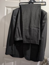 M & S Mens grey 2 piece suit Jacket trousers work smart formal,Machine Washable