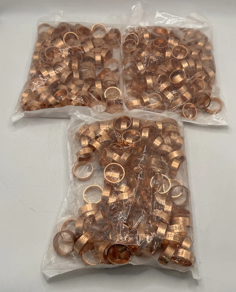 Viega PureFlow 43640 Copper PEX Crimp Ring 3/4" Lot of 3 Packs of 100 New - Image 2 of 4