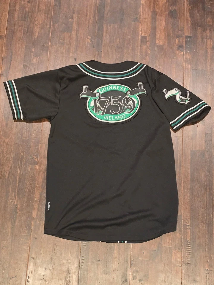 Camisa de beisebol masculina Guinness Jersey média North Lawrence bordada - Imagem 2 de 4