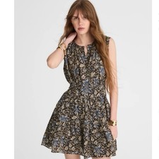 Madewell Gathered Button-Front Mini Dress in Floral Size L NWT Forest Fairy
