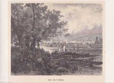 Ansicht von Bonn schöner großer HOLZSTICH um 1880 Richard Püttner
