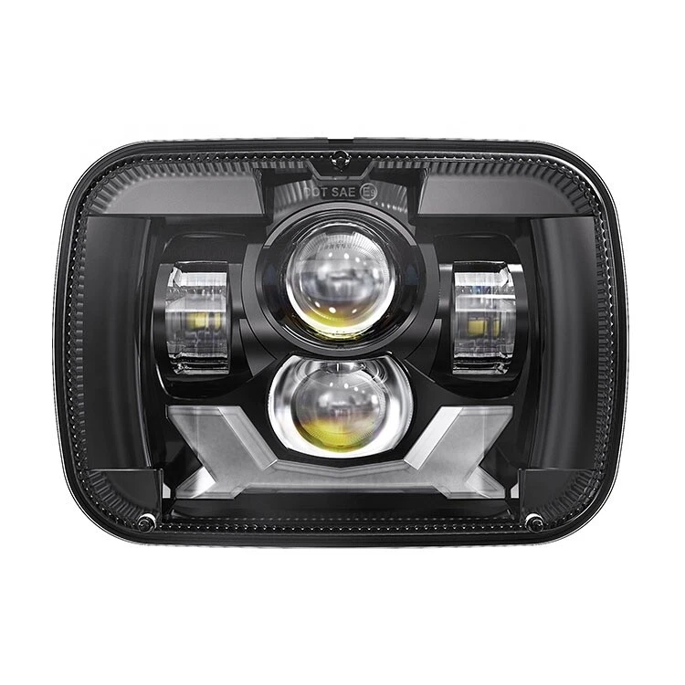 7x6'' 5x7" RHD LED Headlight High Low Beam DRL For Jeep Cherokee XJ YJ Chevy - Image 2 of 4