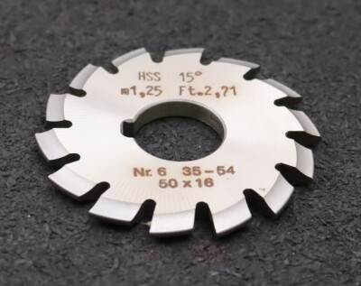 DOLD tooth mold cutter m= 1.25 mm no. 6 for Z= 35-54 EGW 15° gear profile cutter