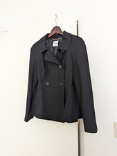 Moschino Black Lightweight Double Breasted Wool Jacket IT42