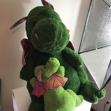 Dan Dee Large Jumbo Green Sitting Dragon with Baby Plush Stuffed Toy Gift
