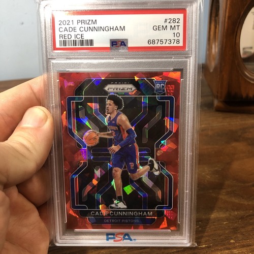 2021-22 Panini Prizm Cade Cunningham RC Rookie Red Cracked Ice Prizm #282 PSA 10