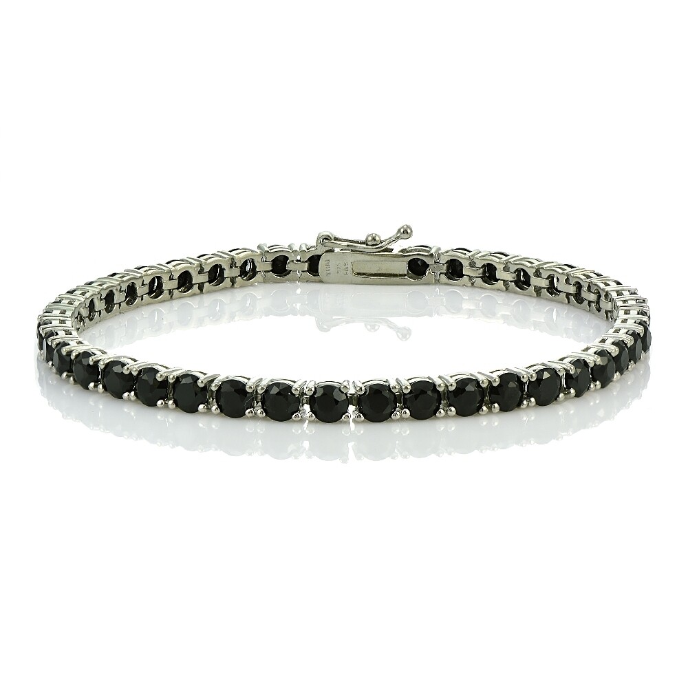 【BLACKPURPLE】Snake tennis chain bracelet Sterling Silver 13ct Black Spinel 4mm Round Tennis Bracelet