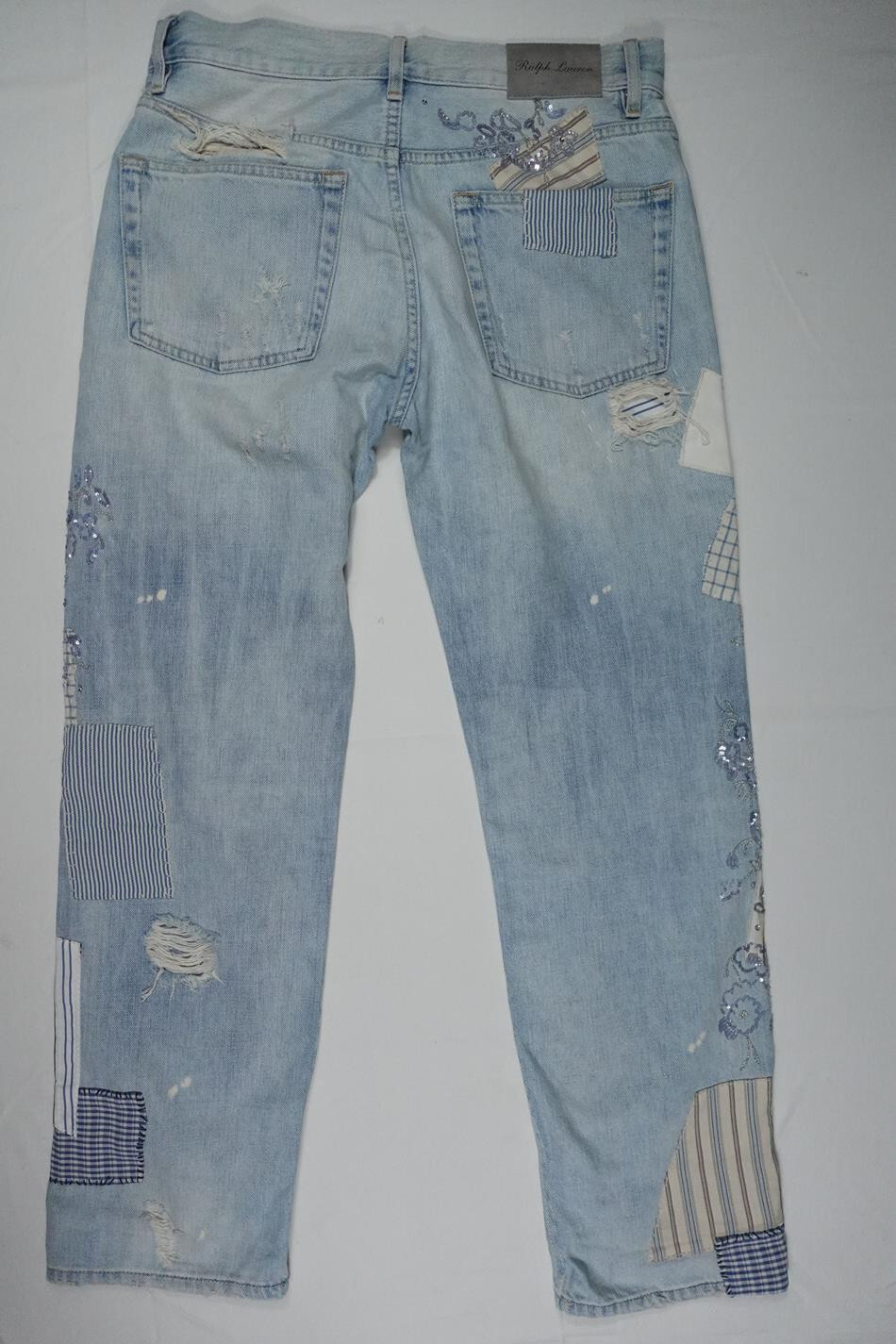 Ralph Lauren Purple Label Jeans Pants Denim Patchwork Sequins RARE 27 image 2