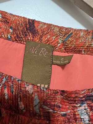 Ali Ro Womens Dress Size 2 Printed Shift 3/4 Sleeve Crinkle