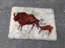 Vintage Teppich Carpet Rug Shag 90 x 68 70er Space Age Op Art Retro Brücke K13