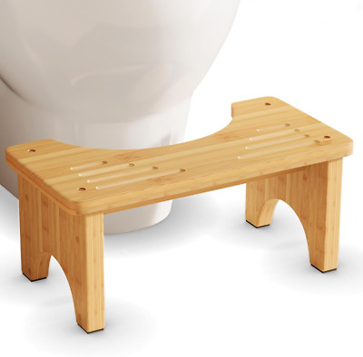 Bamboo Toilet Stool, Wooden Squatting Potty Stool for Adults, 7 Inch Toilet Stoo