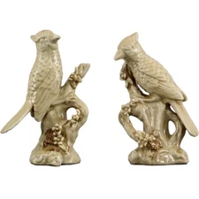 Vintage Style Staffordshire Reproduction Parrot Pair Bird Figurines-9''H