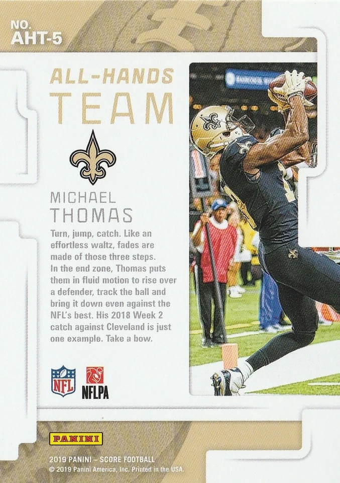 MICHAEL THOMAS (Saints) 2019 Panini/Score NFL  AHT Series Card-Card Number AHT-5 - Image 2 of 2