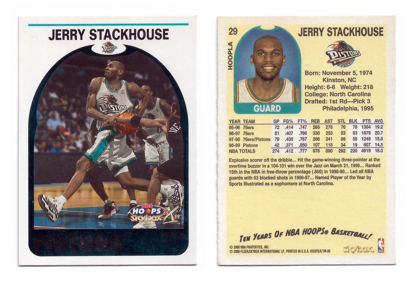 Jerry Stackhouse 1999-00 Hoops Decade Hoopla #29