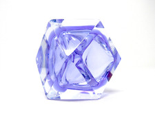 SIGNIERT Murano Mandruzzato Untergetauchtes Kunstglas Alexandrit Block facettierte Schale