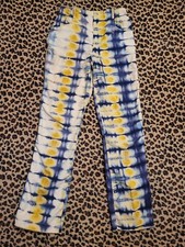 Vintage Tie Dye Xtrovert 60s 70s 80s Pants Blue Yellow White