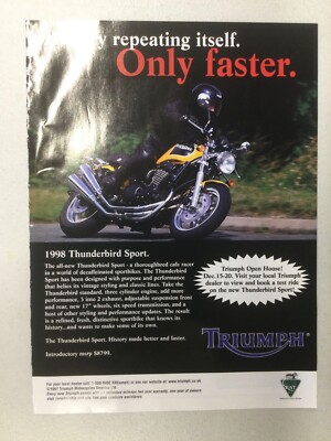 Misc 2854 Advertisement 1998 Triumph Thunderbird Sport Motorcycle Dec 1997