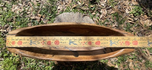 Gorgeous Hand Made Wooden Oblong Wood Centerpiece Fruit/Bread Bowl - Picture 4 of 11